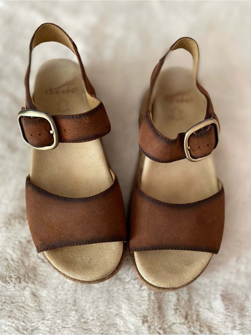 Dansko Bianca Brown Burnished suede sandals